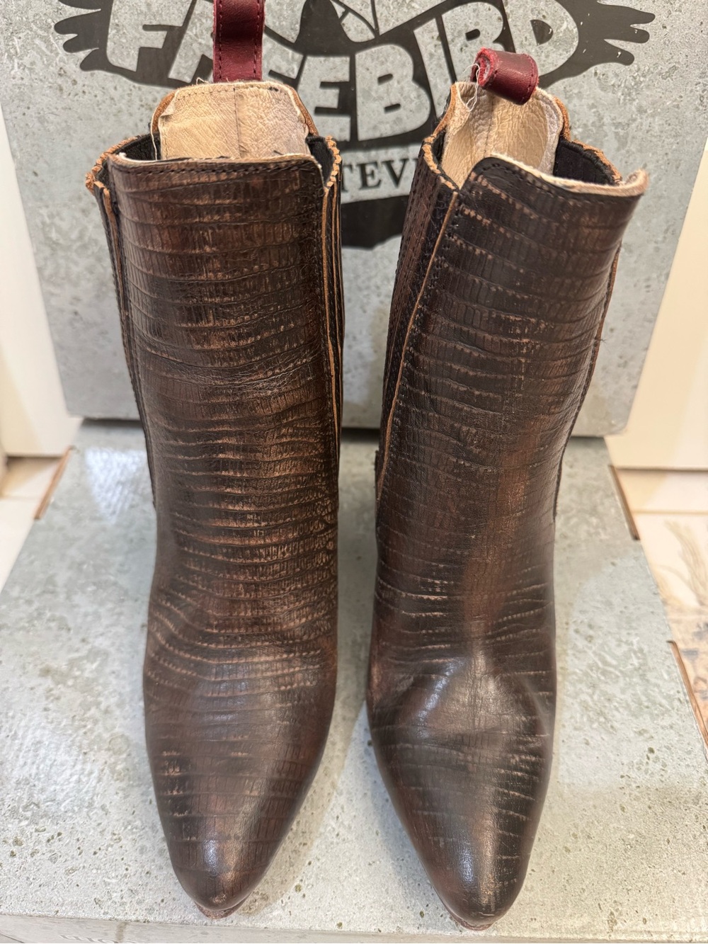 Freebird by Steven Brown Textured Pointed-Toe Ankle Booties